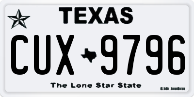 TX license plate CUX9796