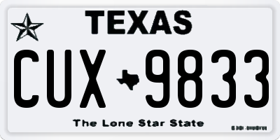 TX license plate CUX9833