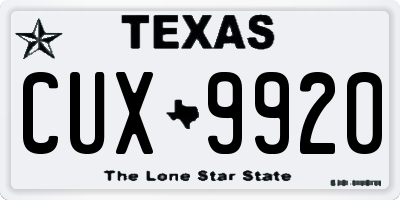 TX license plate CUX9920