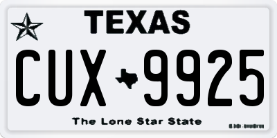 TX license plate CUX9925