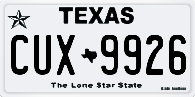 TX license plate CUX9926
