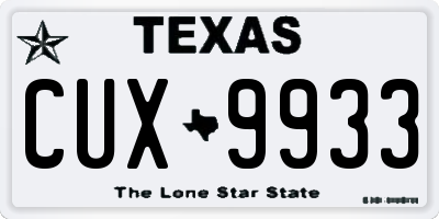 TX license plate CUX9933