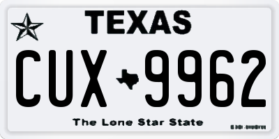 TX license plate CUX9962