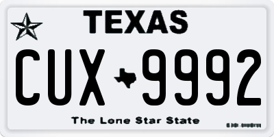 TX license plate CUX9992