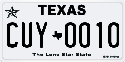 TX license plate CUY0010