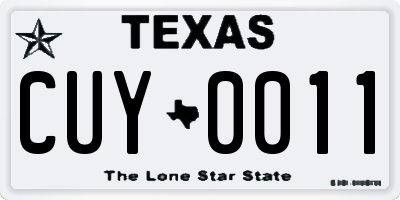 TX license plate CUY0011