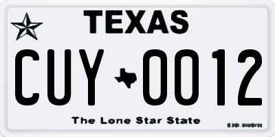 TX license plate CUY0012