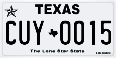 TX license plate CUY0015