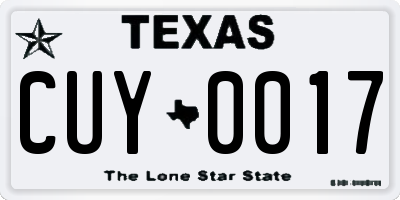 TX license plate CUY0017