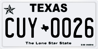 TX license plate CUY0026