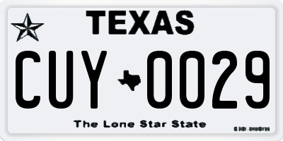 TX license plate CUY0029