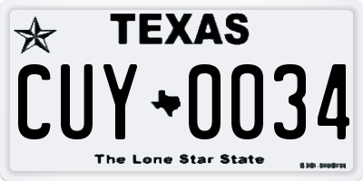 TX license plate CUY0034