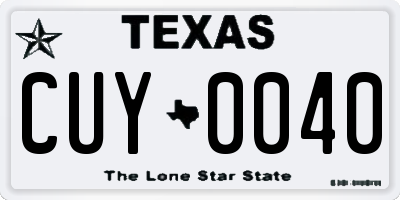 TX license plate CUY0040