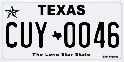 TX license plate CUY0046