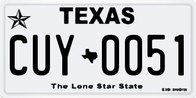 TX license plate CUY0051