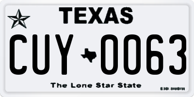 TX license plate CUY0063