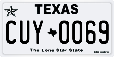 TX license plate CUY0069