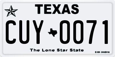 TX license plate CUY0071