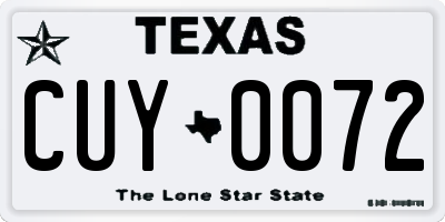 TX license plate CUY0072
