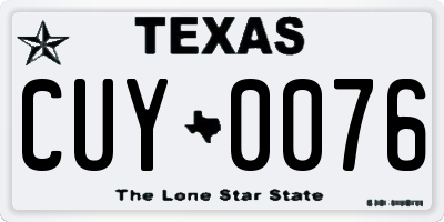 TX license plate CUY0076