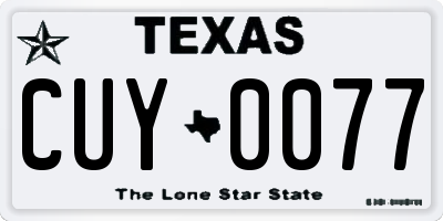 TX license plate CUY0077