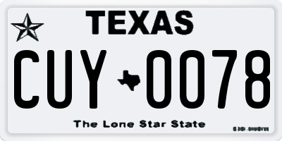 TX license plate CUY0078