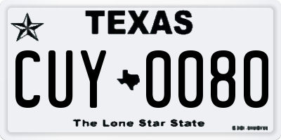 TX license plate CUY0080
