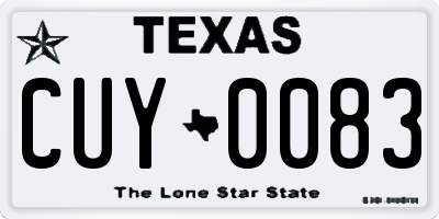 TX license plate CUY0083