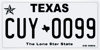TX license plate CUY0099