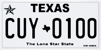 TX license plate CUY0100