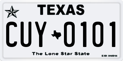 TX license plate CUY0101