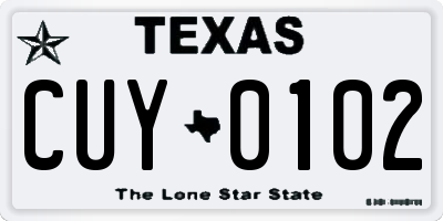 TX license plate CUY0102