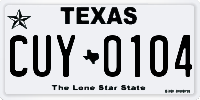 TX license plate CUY0104