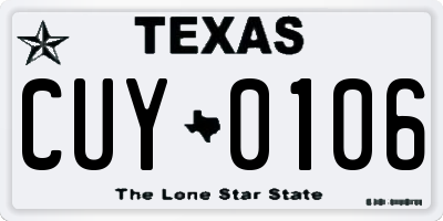 TX license plate CUY0106