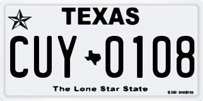TX license plate CUY0108
