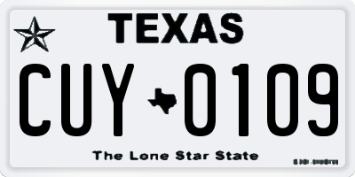 TX license plate CUY0109