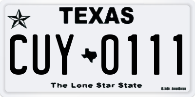 TX license plate CUY0111