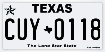 TX license plate CUY0118