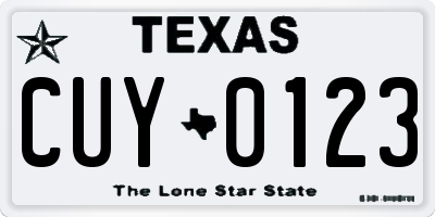 TX license plate CUY0123