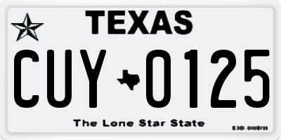 TX license plate CUY0125