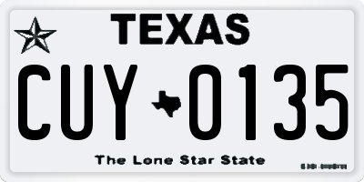 TX license plate CUY0135