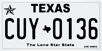 TX license plate CUY0136