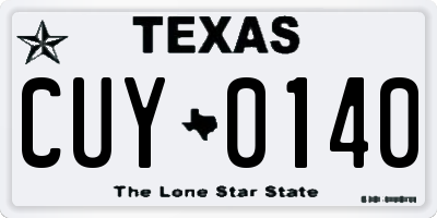 TX license plate CUY0140