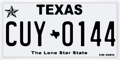 TX license plate CUY0144