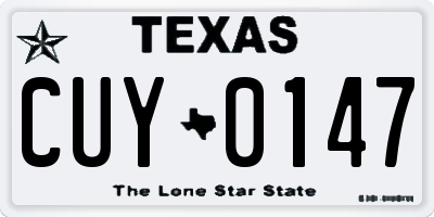 TX license plate CUY0147