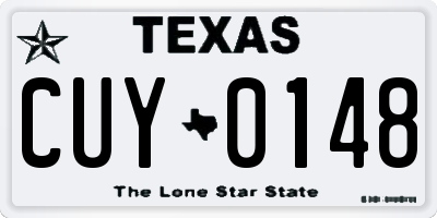 TX license plate CUY0148
