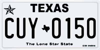 TX license plate CUY0150