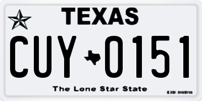 TX license plate CUY0151