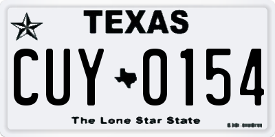 TX license plate CUY0154