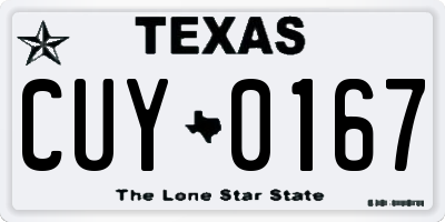 TX license plate CUY0167